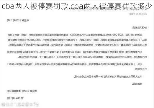 cba两人被停赛罚款,cba两人被停赛罚款多少