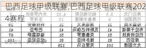 巴西足球甲级联赛,巴西足球甲级联赛2024赛程