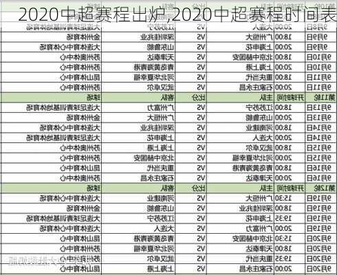 2020中超赛程出炉,2020中超赛程时间表