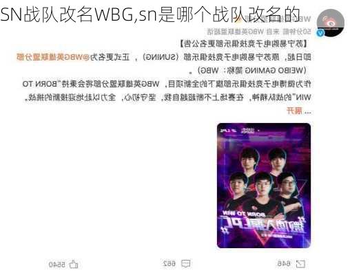 SN战队改名WBG,sn是哪个战队改名的